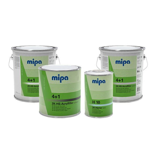 Filler acrilic, Mipa 4+1 HS, culoare gri / negru, gramaj 1 / 3 litri + intaritor 0.25 / 1 litru [2]