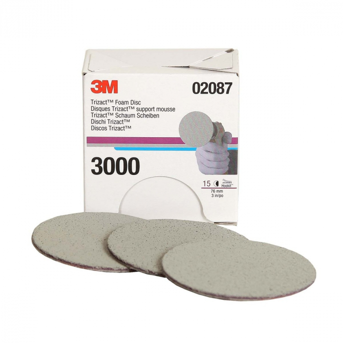 Disc abraziv, 3M™ Trizact™ Hookit™ Foam Abrasive Disc 443 SA, pentru matuit inainte de polish, diferite duritati P1000 - P8000, Ø 75 mm, 1 bucata [2]