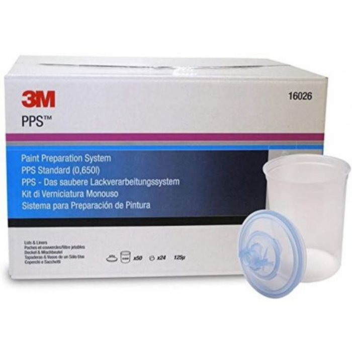 Sistem aplicat vopseaua, 3M™ PPS™ Mic, contine 50 pungi, 50 capace, 25 filtre 125 microni, 0.6 litri [1]