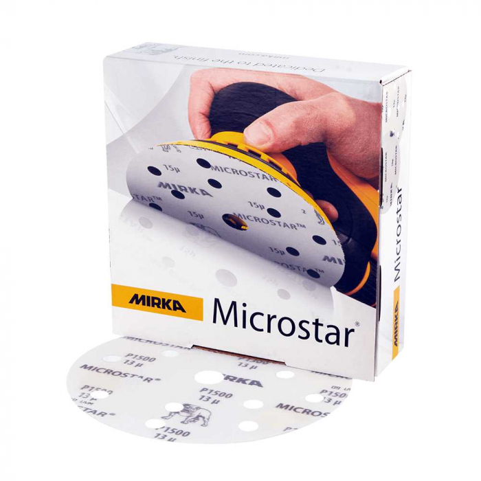 Disc polish film, Mirka® Microstar®, prindere velcro 15 orificii, duritati P800 - P2500, Ø 150 mm [5]