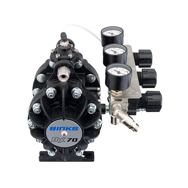 Pompa cu membrana, Binks DX70 ratio 1:1 ratio, greutate pompa - 2.2 Kg, presiune aer maxima - 7 Bar [7]