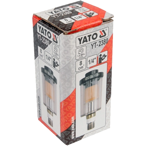 Filtru aer cu montare pe furtun, Yato YT-2380, pentru condens si impuritati, filet conectare 1/4, purjare manuala [2]