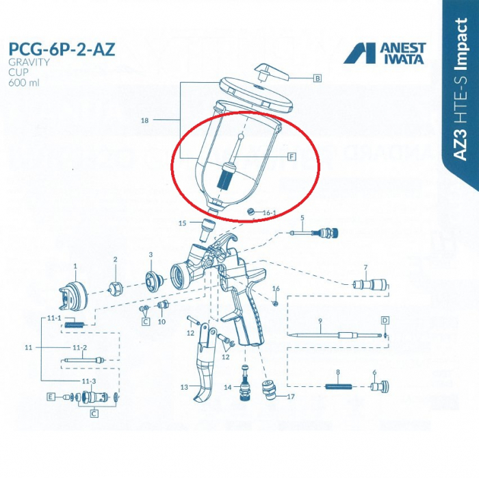 Filtru pentru cana pistol vopsit, Anest Iwata W2KIT06, pentru AZ3 HTE-2, filtrare 50 - 297 μm, 1 bucata [5]