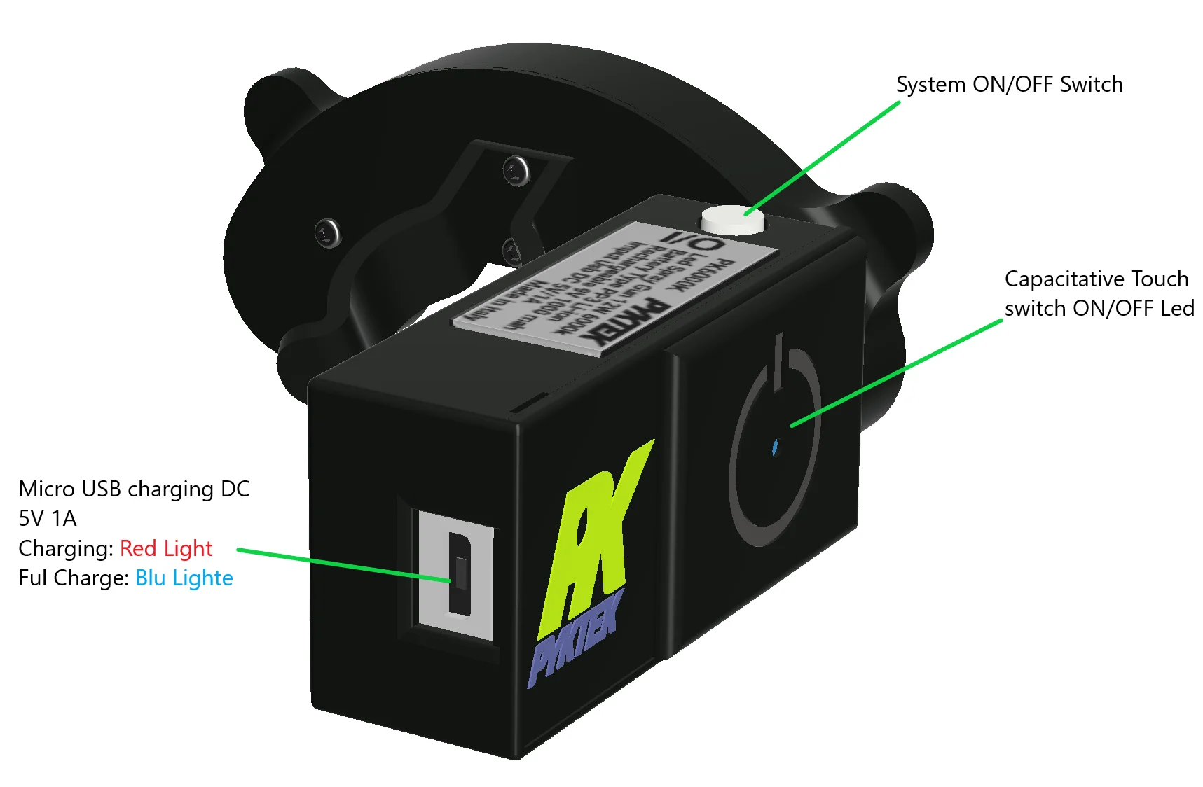 Lampa auxiliara universala led, Pyktek PK6000K, se poate monta pe aproape orice pistol de vopsit [7]