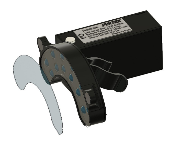 Lampa auxiliara universala led, Pyktek PK6000K, se poate monta pe aproape orice pistol de vopsit [9]