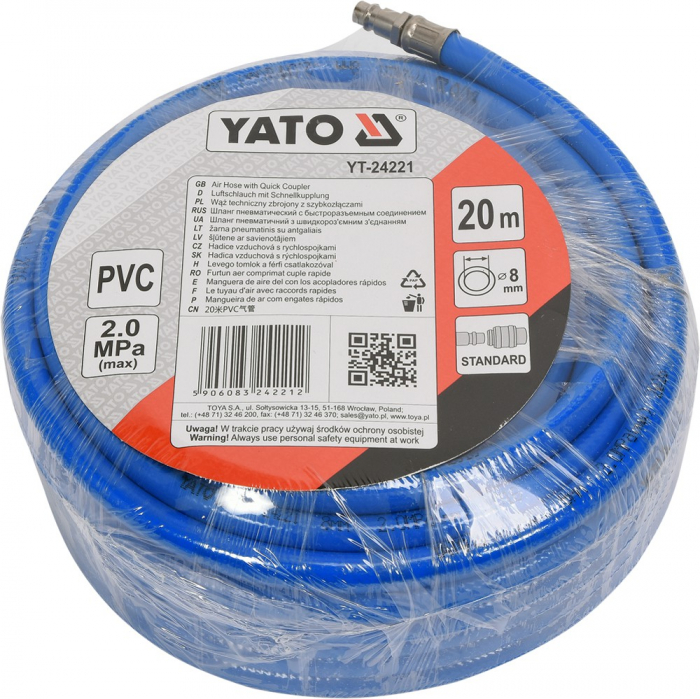 Furtun alimentare aer, YATO 2422X, proferional Ø 10 mm, lungime 10 / 20 metri [1]