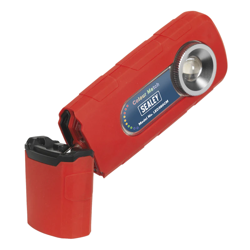 Lampa verificat nuanta vopselei, Sealey LED360CM, lanterna cu led si acumulator, rotire 360° [4]