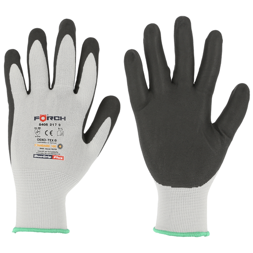 Manusi tricotate, Forch Duo-Grip Plus, foarte rezistente, culoare gri-negru, set 1 prereche [1]