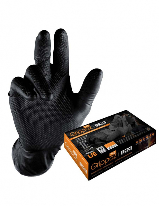 Manusi Nitril, Grippaz AD-00-002X, texturate, culoare negru, cutie 50 buc [2]
