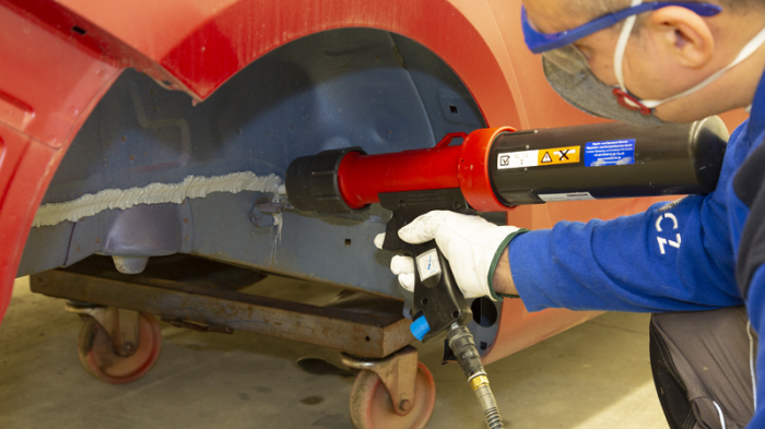 Mastic polimer pulverizabil, Teroson MS 9320 Polymer, culoare ocru-bej / gri, pentru pistol pneumatic, gramaj 300 ml [9]