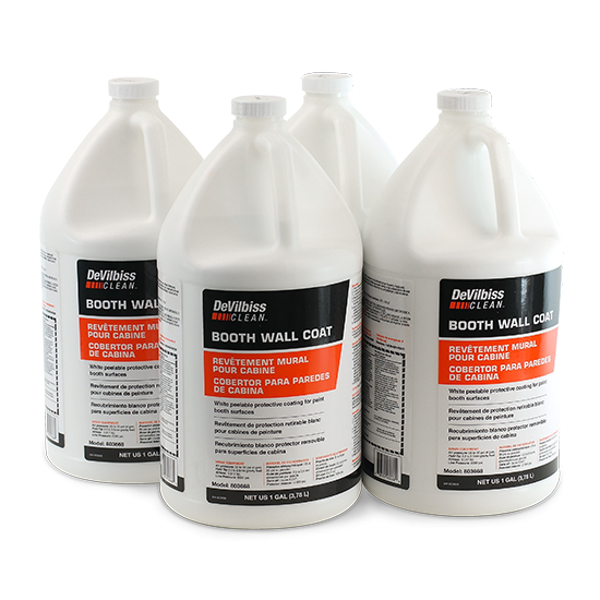 Pachet ceara pentru cabina de vopsit, DeVilbiss Booth Wall Protective Sprayable Coating DC-BWC-K, 4 bidoane pentru pereti si 1 bidon pentru sticla [2]