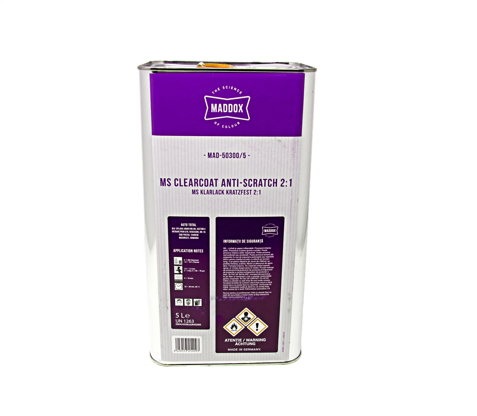 Pachet lac auto + intaritor, Maddox 50300 Anti-Scratch MS 2:1, uscare normal, rapid, gramaj 1 litru / 5 litri [2]