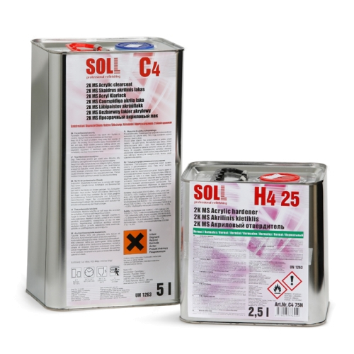 Pachet lac auto + intaritor, Soll C4 Acrylic clearcoat MS 2:1, uscare normal, rapid, gramaj 0.6 litri / 1 litru / 5 litri  [1]