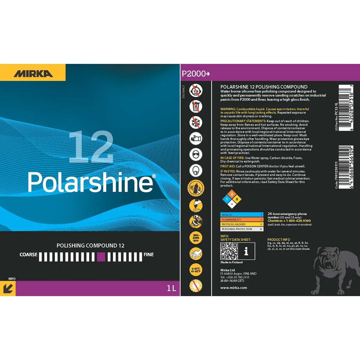 Pasta polish, Mirka® Polarshine® 12 Polishing Compound, de lustruit într-o singură etapă pe bază de apă și fără silicon, gramaj 1 litru [2]