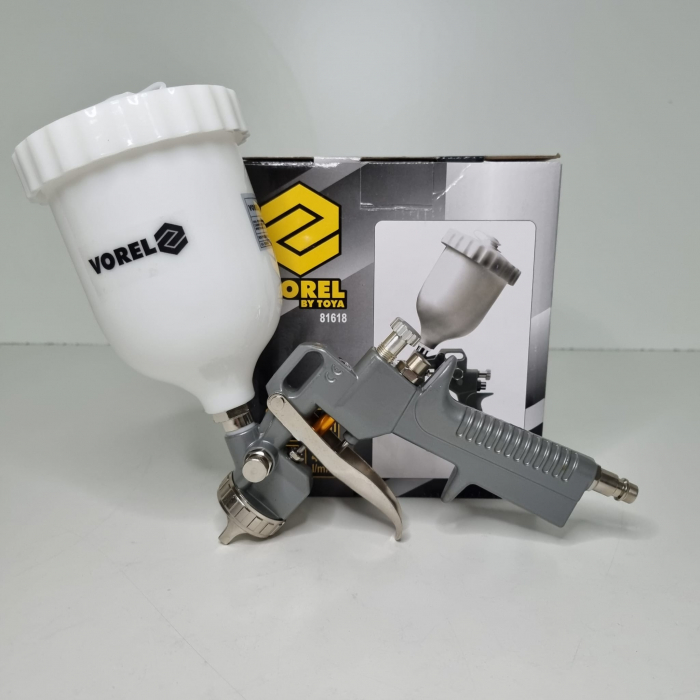 Pistol de pulverizare, Vorel 81618, pentru lac,  cupa plastic 0.68 ml, duza 1.5 mm, consum aer  450 l/min [8]