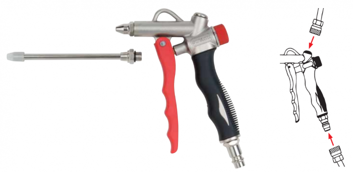 Pistol de suflat cu aer comprimat , Wurth 714 92 02, pentru suflat cu prelungitor curbat [2]