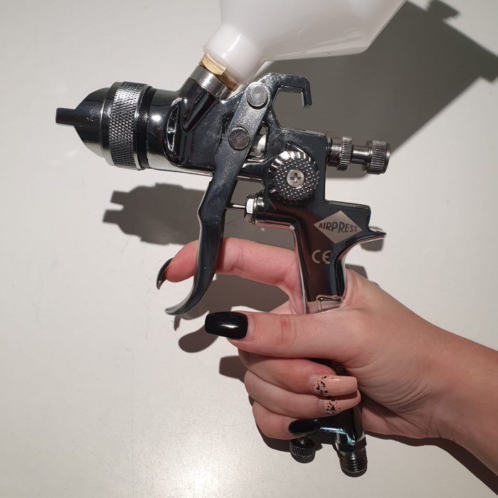 Pistol de vopsit, Airpress 45191 HP, cupa plastic 600 ml, duza la alegere, consum aer incepand cu 70 l/min [6]