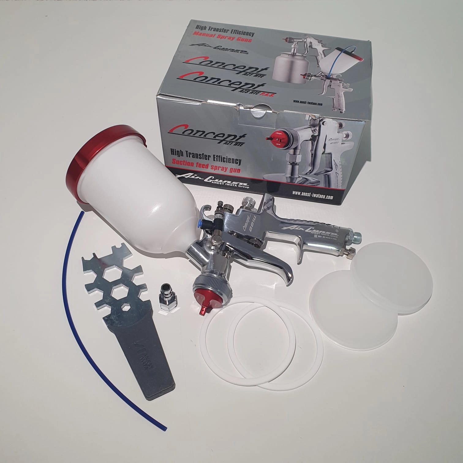Pistol de vopsit, Anest Iwata AZ3 HTE P.A.S. Concept, consum aer 286 l/min, cana sus presurizata 600 ml, duza la alegere [3]