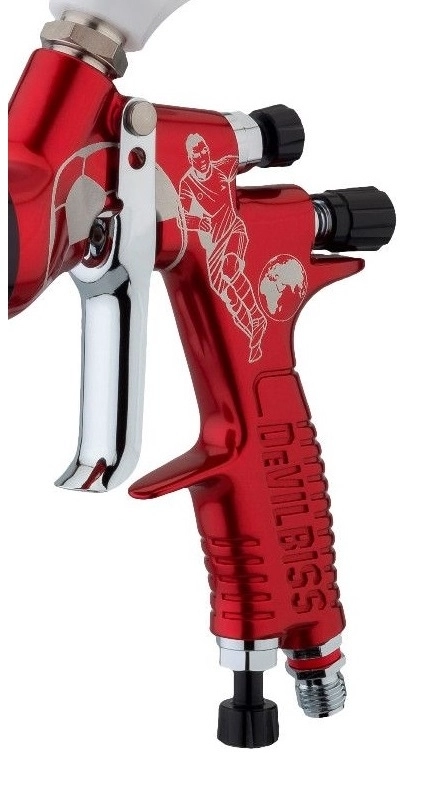 Pistol de vopsit DeVilbiss GTi Pro LITE + duza cadou, culoare rosu, Limited Edition, cupa plastic 600 ml, fluture la alegere, duze la alegere [3]