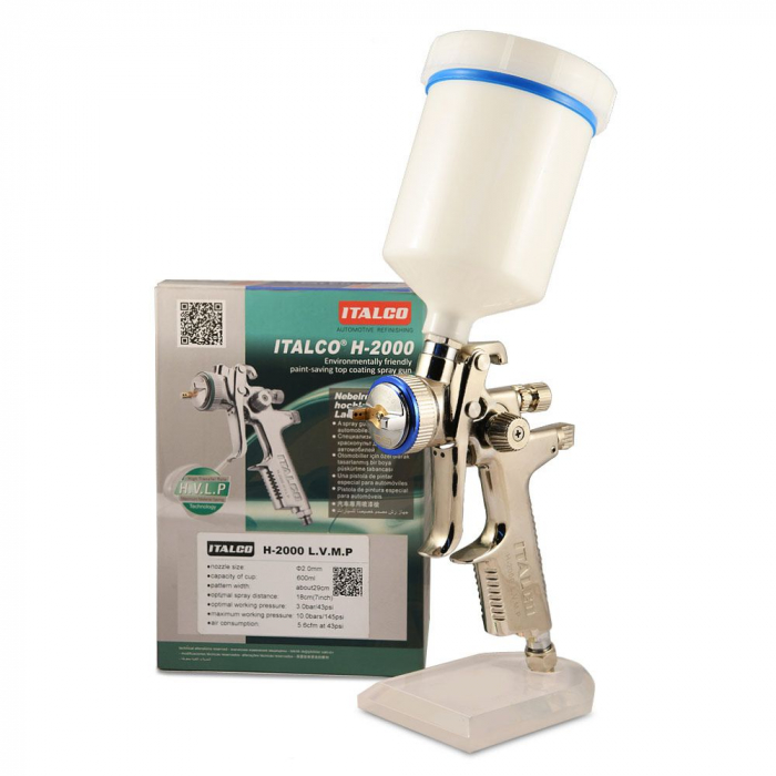 Pistol de vopsit, Italco H-2002 LVMP, cupa plastic 600 ml, duza la alegere, consum aer incepand cu 254 - 311 l/min [3]