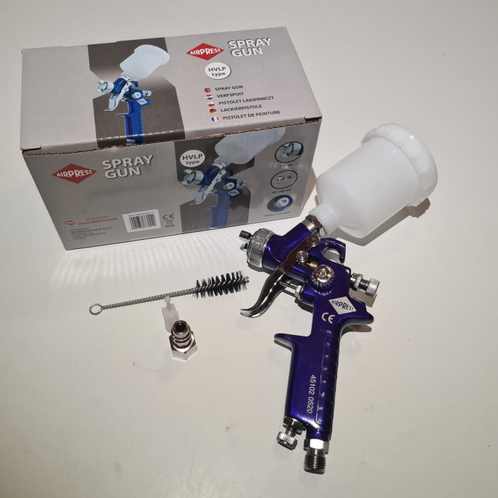 Pistol de vopsit pentru retus, Airpress 45102, cana plastic 125 ml, duza la alegere, consum aer 29-99 l/min [10]