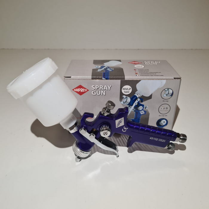 Pistol de vopsit pentru retus, Airpress 45102, cana plastic 125 ml, duza la alegere, consum aer 29-99 l/min [14]