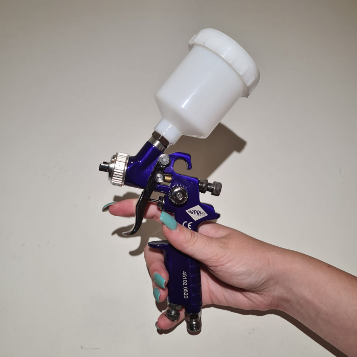 Pistol de vopsit pentru retus, Airpress 45102, cana plastic 125 ml, duza la alegere, consum aer 29-99 l/min [13]