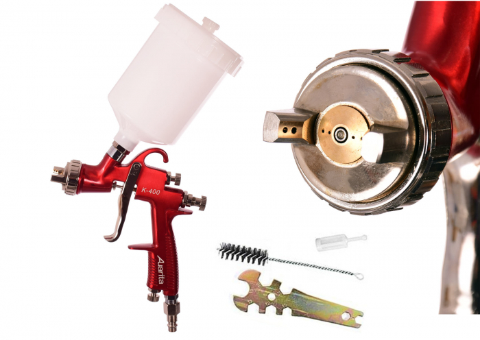 Pistol de vopsit, Auarita K-400 LVMP, cana plastic 600 ml, duza la alegere, consum aer 155-270 l/min [4]