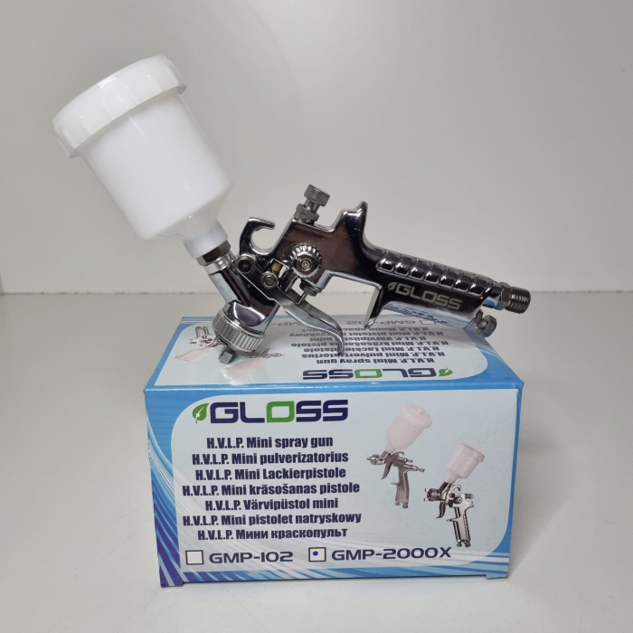 Pistol de vopsit pentru retus, Gloss GH-2000P HVLP, cupa plastic 125 ml, duza 0.8 mm, consum aer incepand cu 113 l/min [5]