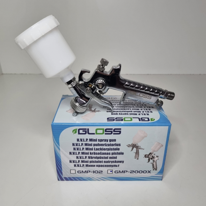 Pistol de vopsit pentru retus, Gloss GH-2000P HVLP, cupa plastic 125 ml, duza 0.8 mm, consum aer incepand cu 113 l/min [2]