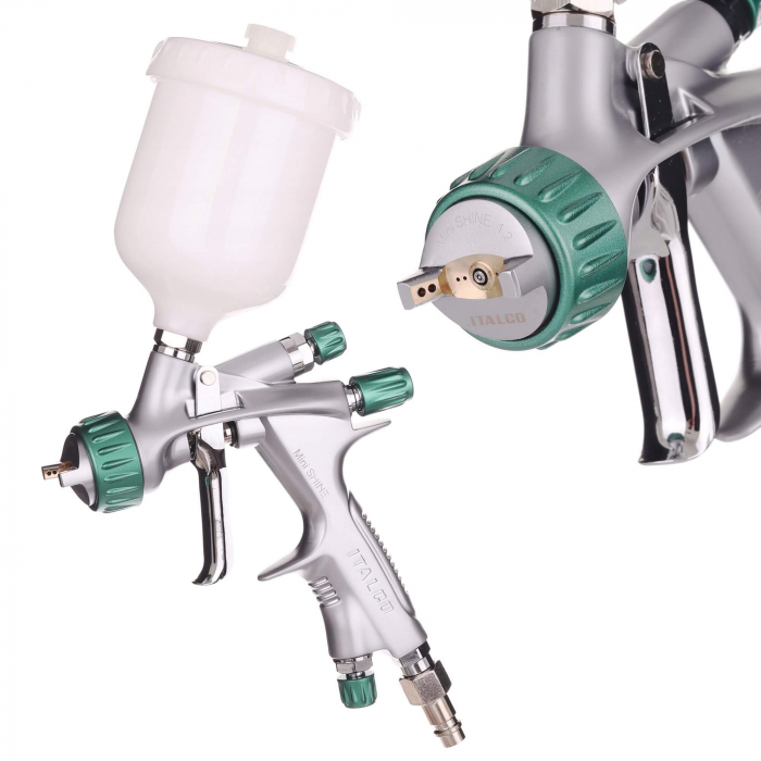 Pistol de vopsit pentru retus, Italco Mini Shine, cana plastic 250 ml, duza la alegere, consum aer 140-190 l/min [2]