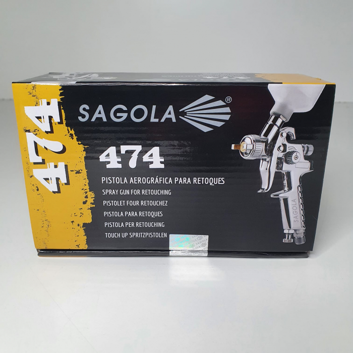 Pistol de vopsit pentru retus, Sagola Spray Gun 474, cupa plastic 125 ml, consum aer de la 70 l/min [7]