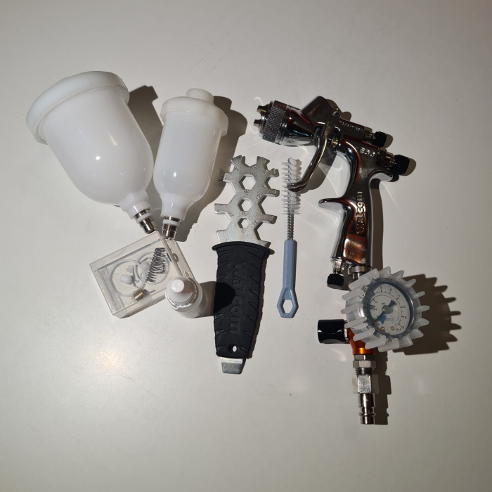 Pistol de vopsit pentru retus, Walcom EGO HTE e Grafo system, consum aer 150 - 190 l/min, cana 80 si 180 ml, duza la alegere [4]