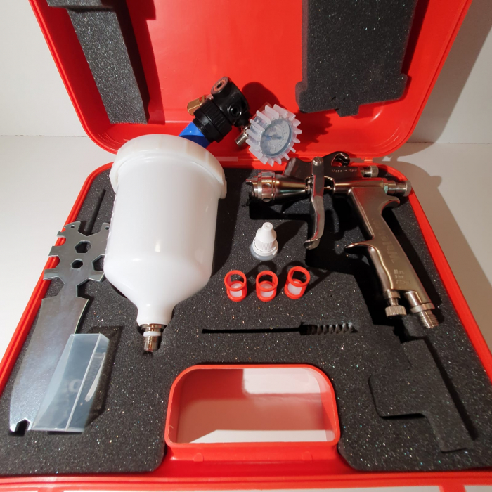 Pistol de vopsit, Walcom Slim HTE HD, consum aer 240 - 280 l/min, cana sus presurizata 600 ml, duza la alegere [7]