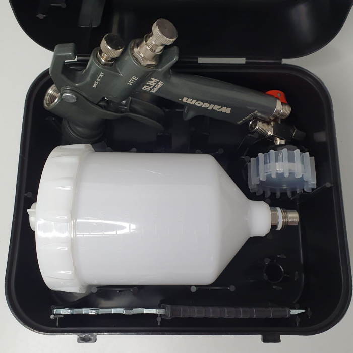 Pistol de vopsit, Walcom Slim KOMBAT HTE 8030xx, cupa plastic 600 ml, duza la alegere, valiza, regulator aer, consum aer incepand cu 250 l/min [9]