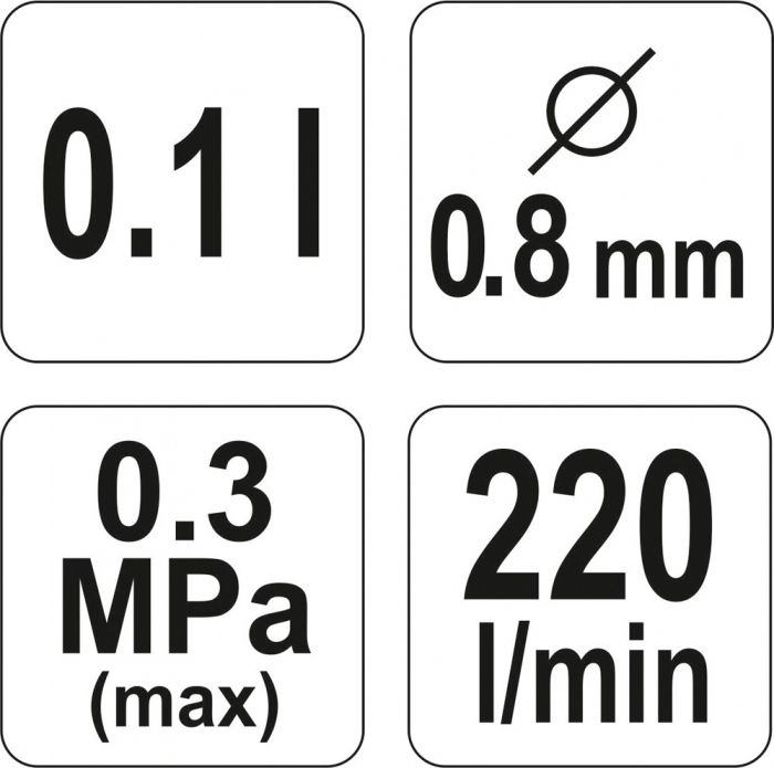 Pistol de vopsit pentru retus, Yato YT-2357, cupa plastic 100 ml, duza 0.8 mm, consum aer 220 l/min [4]