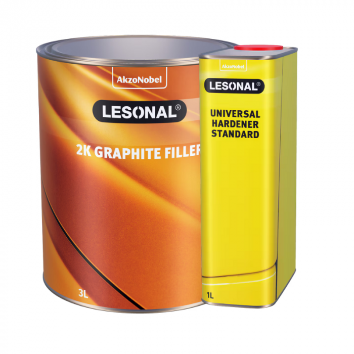 Pachet promo filler acrilic 4:1, Lesonal 2K Graphite Filler, culoare la alegere, cantitate 9 litri filler + 3 litri intaritor + 2 litri diluant [1]
