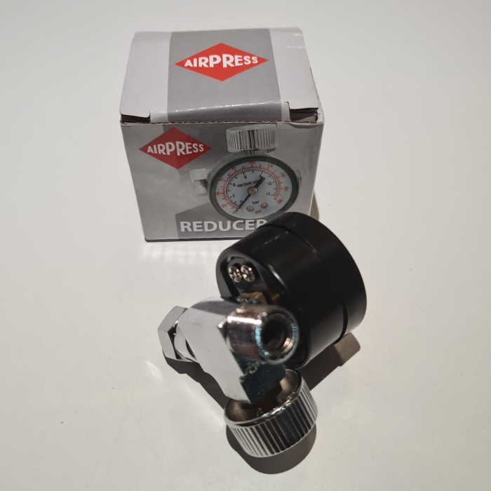 Regulator de presiune aer cu manometru mecanic, Airpress 45748-R, montare pe furtun, cupla 1/4, maxim 10 bar [2]