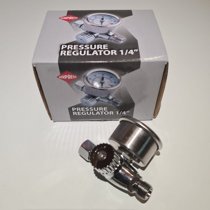 Regulator de presiune aer cu manometru mecanic, Airpress 45748-R, montare pe furtun, cupla 1/4, maxim 10 bar [5]