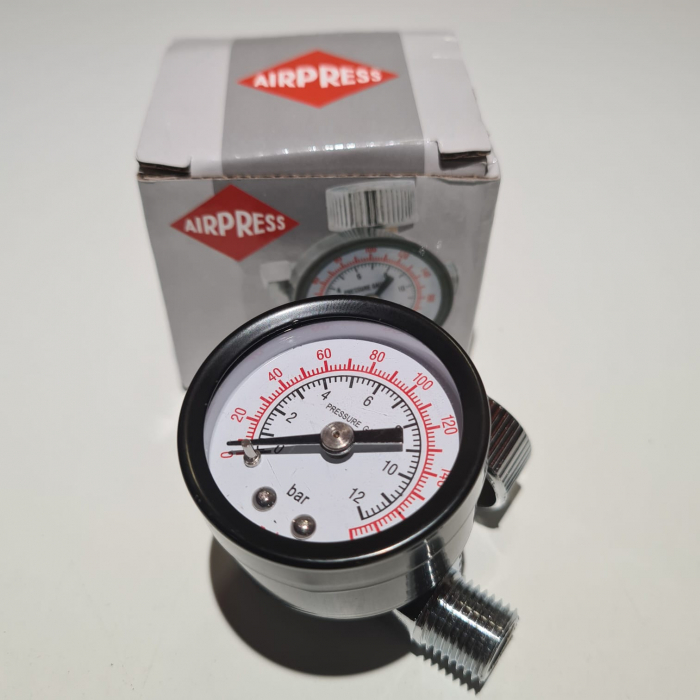 Regulator de presiune aer cu manometru mecanic, Airpress 45748-R, montare pe furtun, cupla 1/4, maxim 10 bar [7]