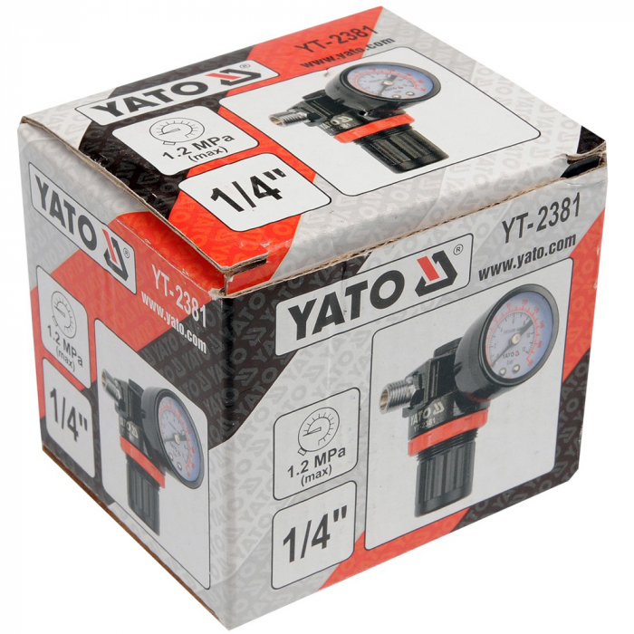 Regulator de presiune  cu manometru mecanic,Yato YT-2381, montare pe furtun [2]