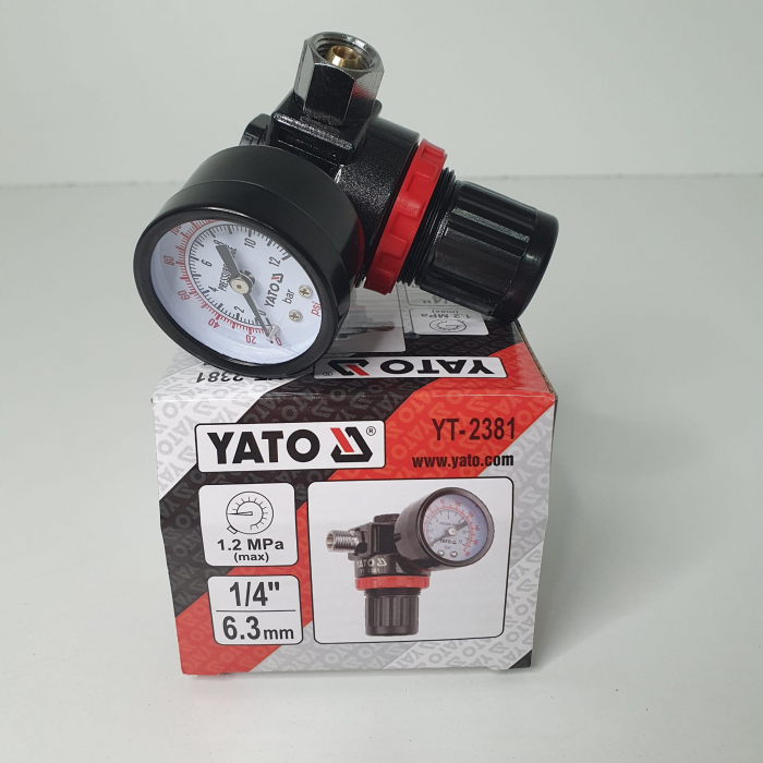 Regulator de presiune  cu manometru mecanic,Yato YT-2381, montare pe furtun [3]