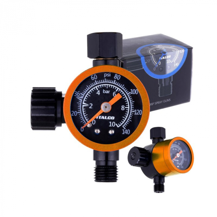 Regulator de presiune aer cu manometru mecanic, Italco ModelOne, montare pe furtun, cupla 1/4, maxim 10 bar [3]