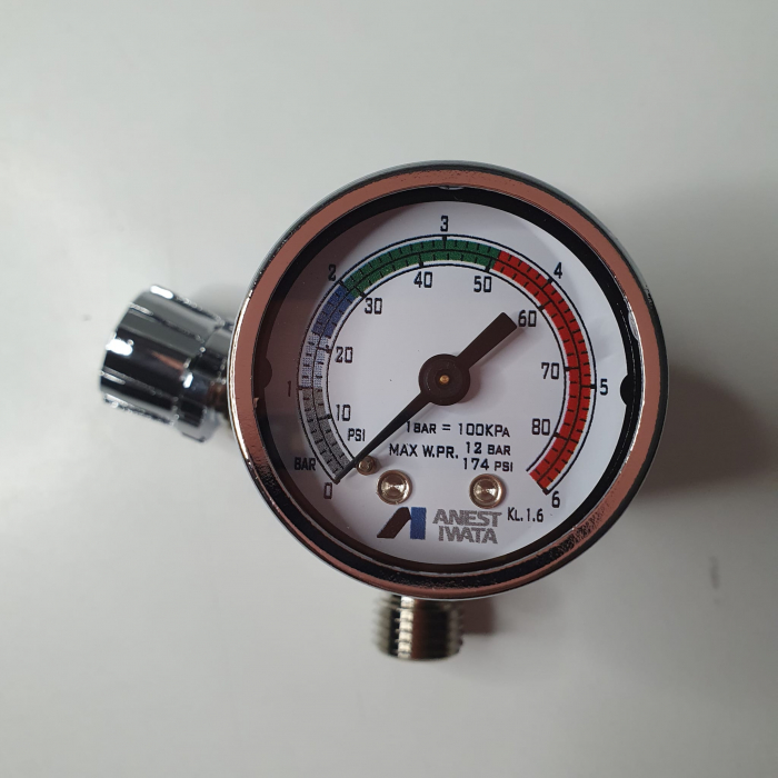 Regulator de presiune aer cu manometru mecanic, Anest Iwata AFV-1, montare pe furtun, cupla 1/4, maxim 12 bar [6]