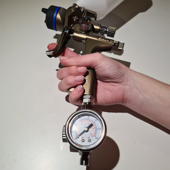 Regulator de presiune aer cu manometru mecanic, Gloss GFR-5, montare pe furtun, cupla 1/4, maxim 10 bar [2]