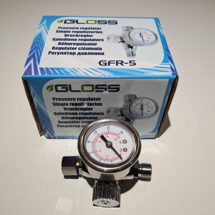 Regulator de presiune aer cu manometru mecanic, Gloss GFR-5, montare pe furtun, cupla 1/4, maxim 10 bar [4]