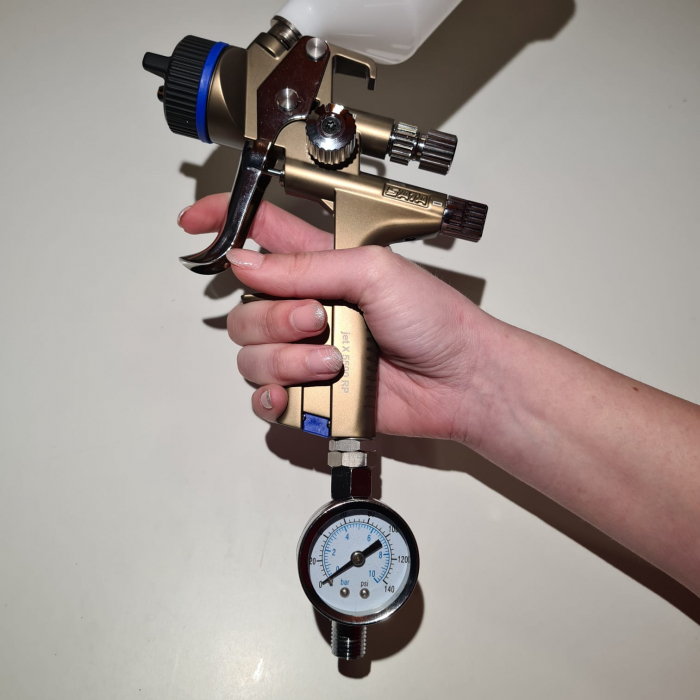 Manometru mecanic, Starchem SPG-25, montare pe furtun si regulator, cupla 1/4, maxim 10 bar [4]