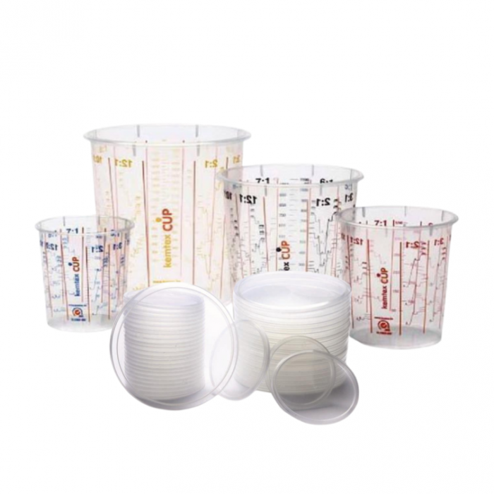 Set pahare gradate, Kemtex 13.33025, pentru vopsea, cani de mixare + capace, diferite marimi [1]