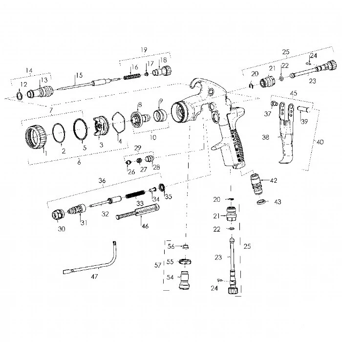 Bucșă și etanșare corp, DeVilbiss SN-6-K, pentru pistol Advance / SRI [2]