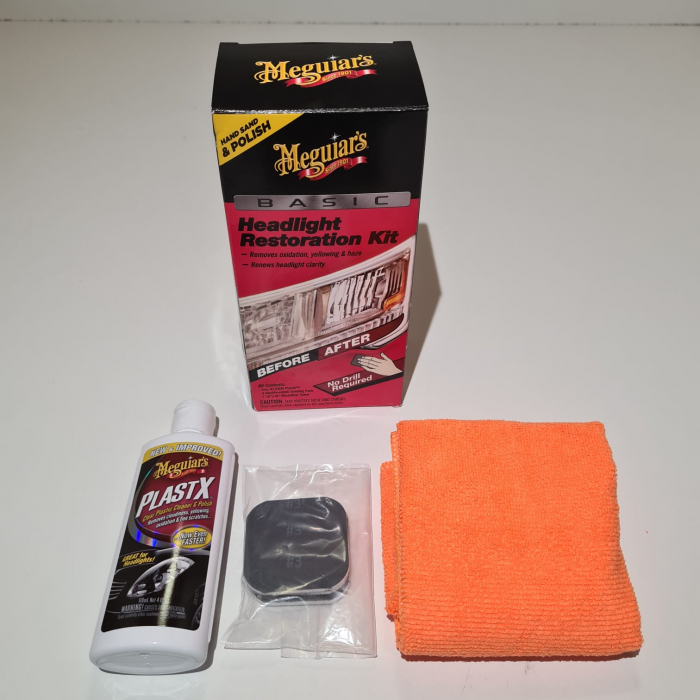 Set restaurare faruri, Meguiar's G2960, contine pasta polish, laveta microfibra, tablete hartie abrazive [2]
